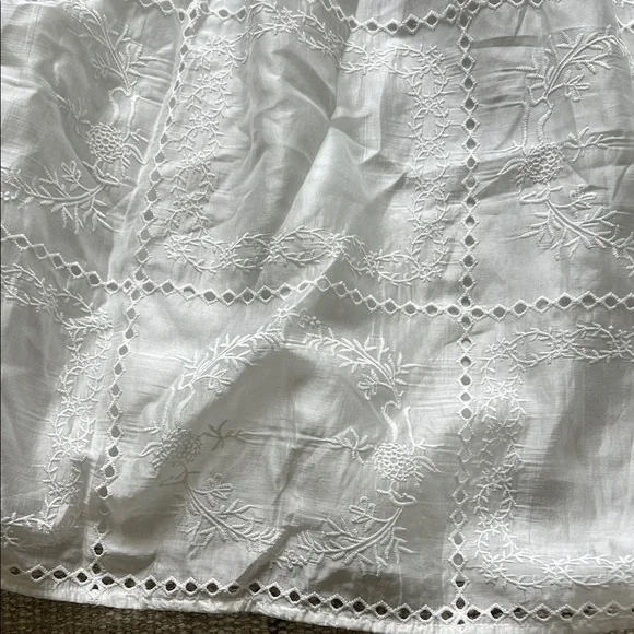 ELSA White Eyelet Panel A-Line Midi Skirt - Picture 2 of 11